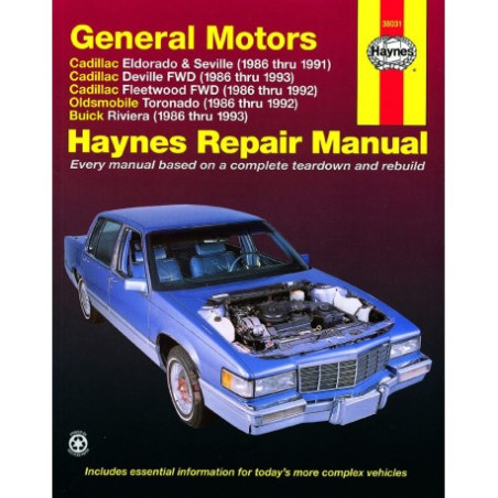 General Motors Haynes Repair Manual covering Cadillac Eldorado & Seville (1986 thru 1991) Cadillac Deville FWD (198