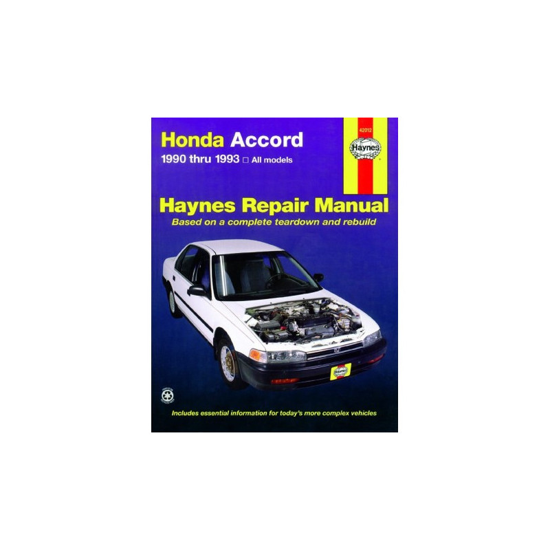 Honda Accord Haynes Repair Manual covering all models from 1990 thru 1993