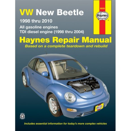 VW New Beetle Haynes Repair Manual for 1998 thru 2010 covering 1.8 and 2.0L gasoline engines and 1.9L TDI diesel en