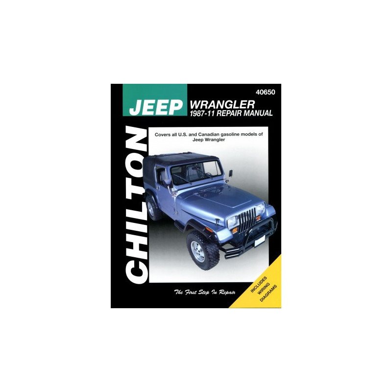 Jeep Chilton Repair Manual for 1987-11 covering all models of Jeep Wrangler (excluding diesel engines)